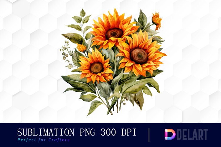 Watercolor Sunflower Arrangement Clipart Set