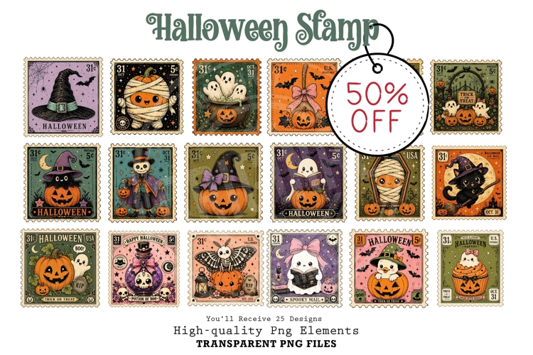 Spooky Stories Ghost Pumpkin Halloween Stamp PNG Design