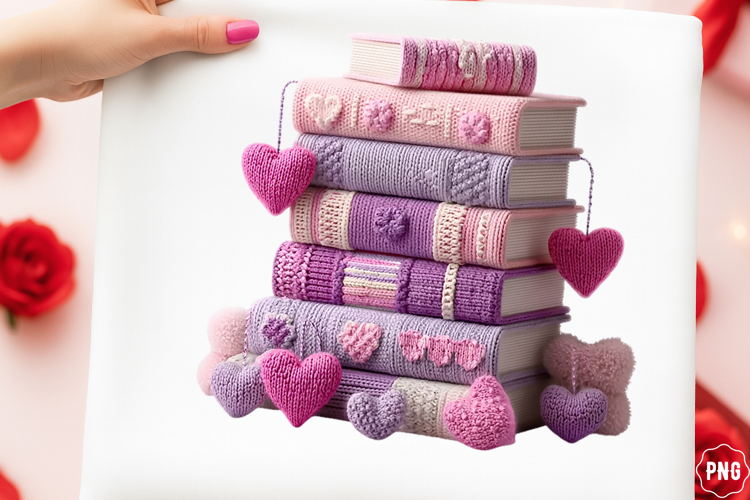 Crochet Yarn Valentine colored books clipart