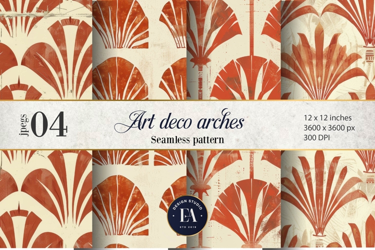 Art Deco Arch Pattern | Retro Shell Motif Texture