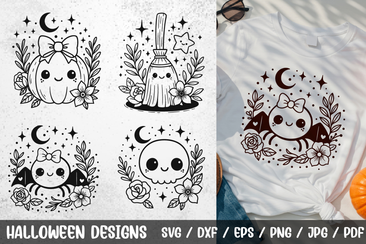 Cute Halloween SVG | Pumpkin, Skull, Spider, Witch Broom PNG