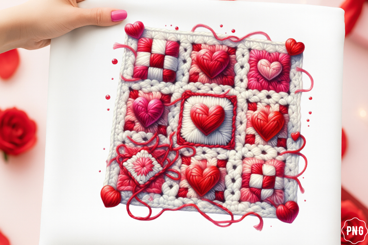 Patchwork Valentine Love Png , Valentines Yarn Png