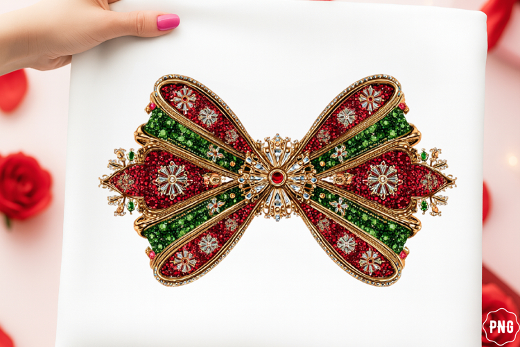 Sparkling Glitter Christmas Bow Png