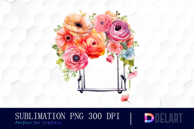 Swing With Ranunculus Flower Clipart PNG