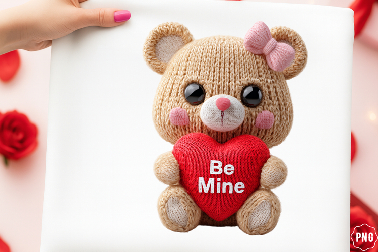 Patchwork Valentine Pink Teddy Bear Png