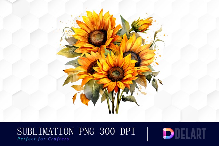 Watercolor Sunflower Arrangement Clipart Design