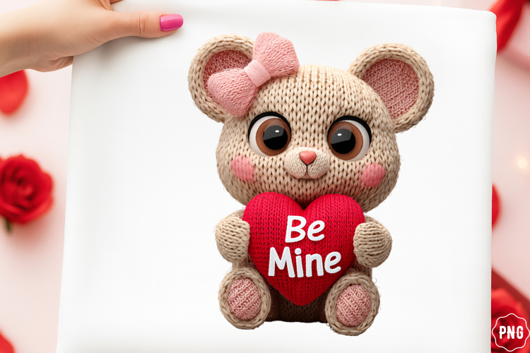 Patchwork Valentine Pink Teddy Bear Png
