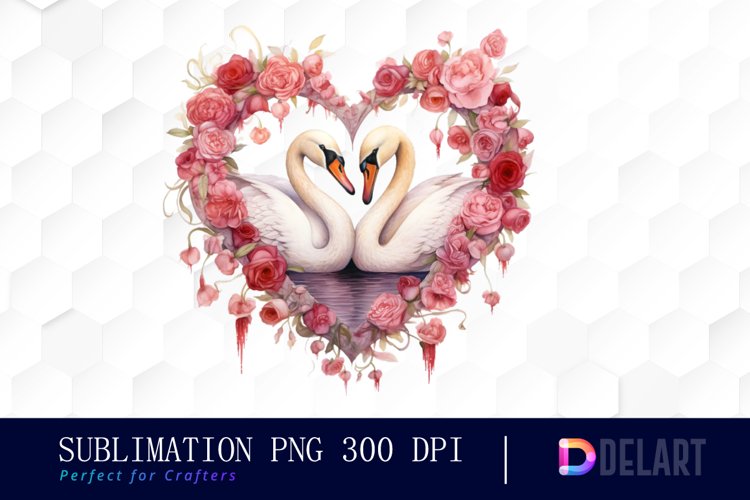 Watercolor Swan Couple Clipart, Sublimation Clipart
