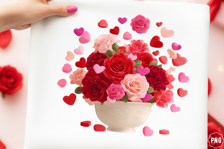 Valentine Rose Bouquet Valentine Rose Flower Clipart Graphic