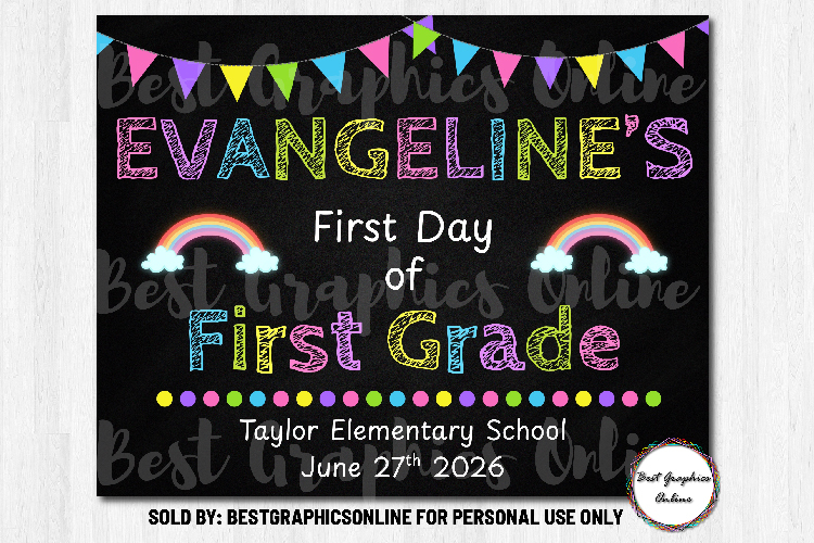 Rainbow First Day of School Chalkboard Poster or Sign Canva