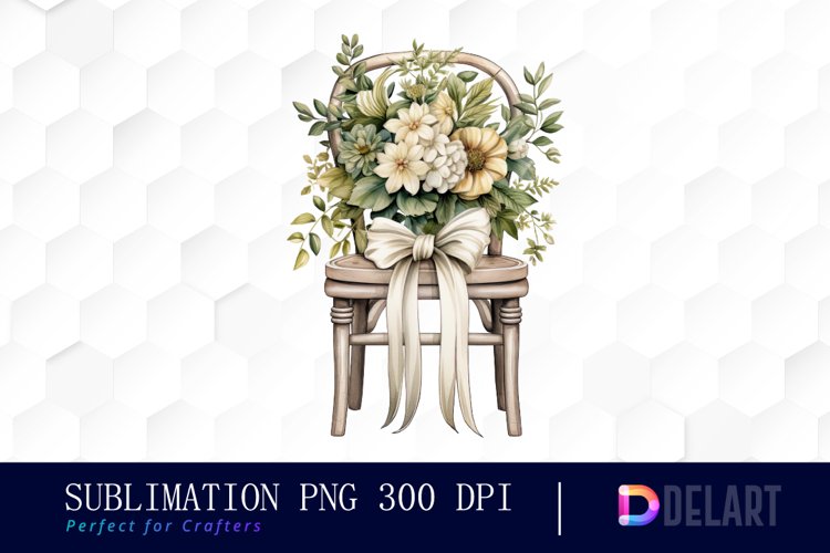 Wedding- Chair Ribbons Flowers Clipart example image 1