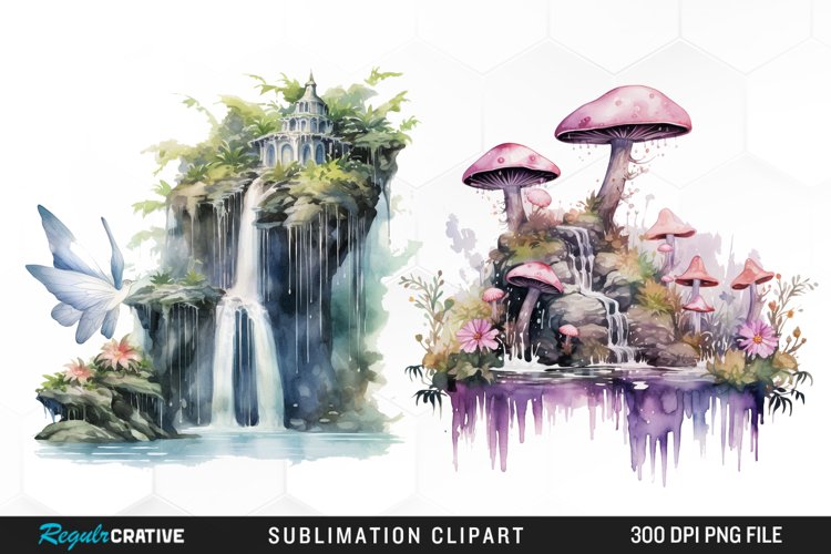Watercolor Mushroom House Clipart