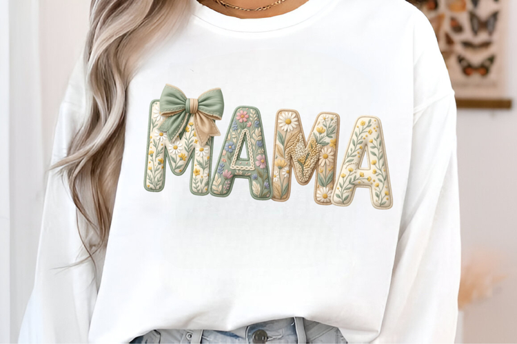 Patchwork Floral Mama PNG, Mothers Day