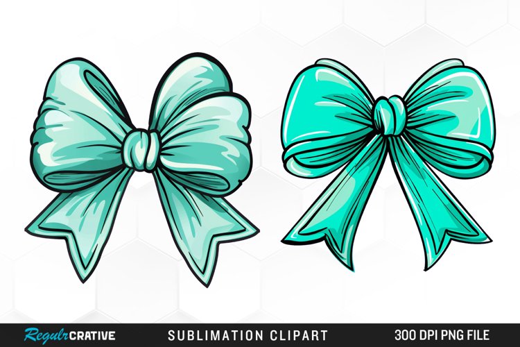 Watercolor Teal Bow Illustration PNG Clipart