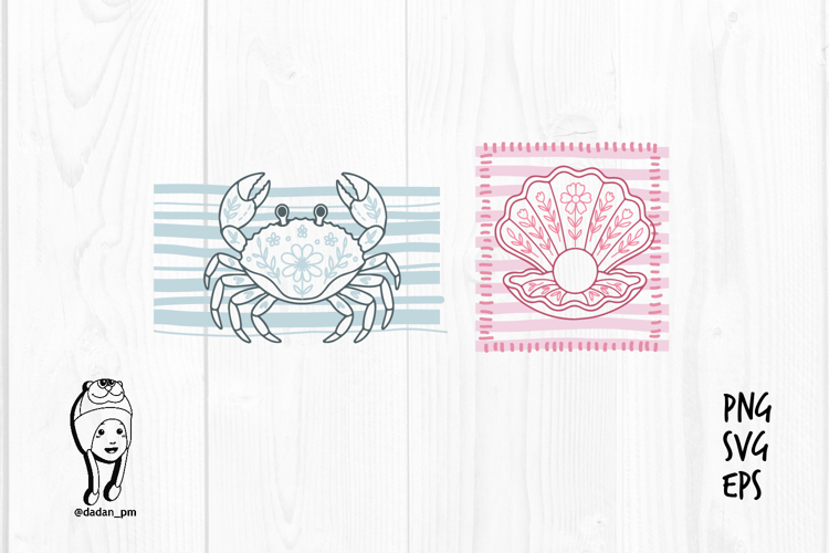 Floral Ocean Creatures hand drawn