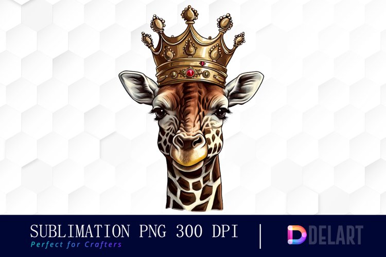 Watercolor Giraffe Wearing A Crown Sublimation Art