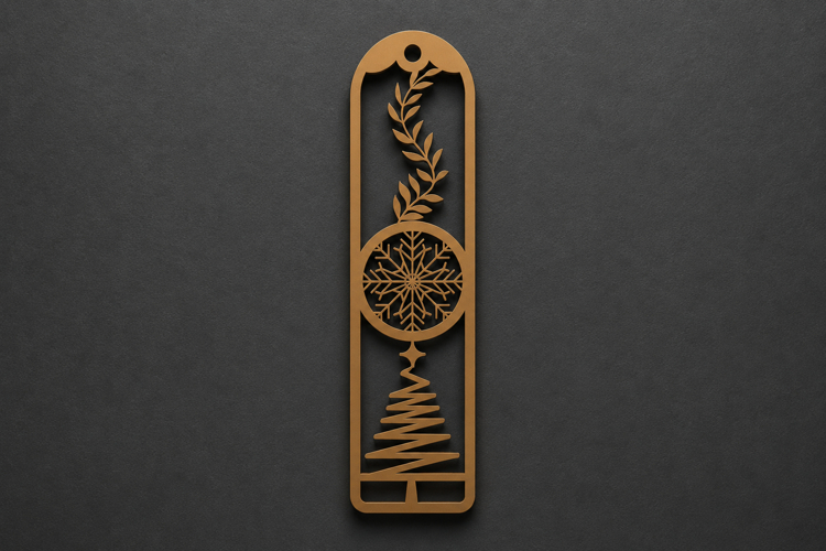Elegant Winter Botanical Wooden Bookmark with Snowflake example image 1