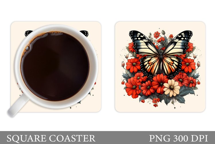 Butterfly Coaster Design. Butterfly Sublimation example image 1