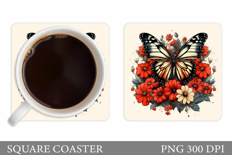 Butterfly Coaster Design. Butterfly Sublimation