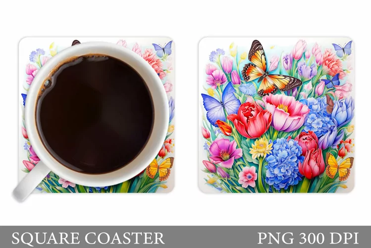 Butterflies Coaster Sublimation. Butterfly Coaster Design