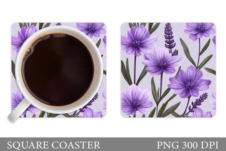 Flowers Coaster Design. Flowers Square Coaster Sublimation example image 1