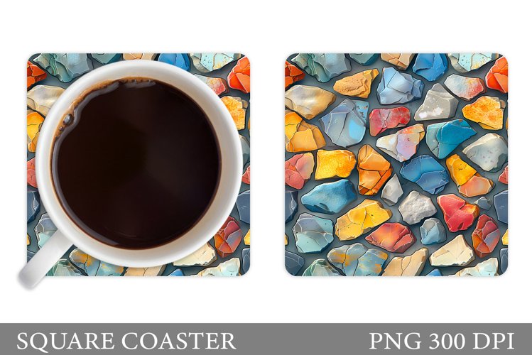 3D Stones Square Coaster. Stones Coaster Design example image 1