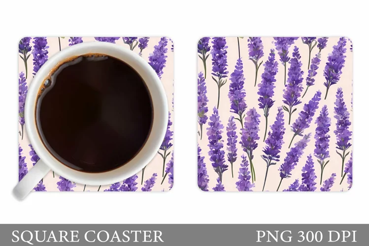 Flowers Coaster Design. Lavender Coaster Sublimation