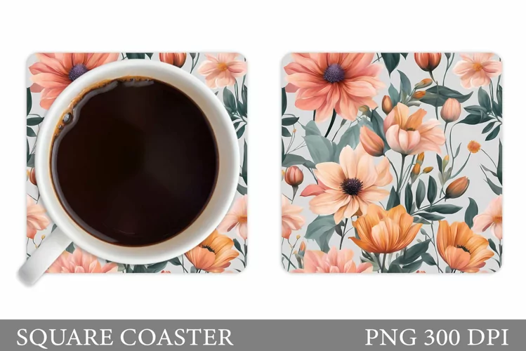 Flowers Coaster Design. Flowers Coaster Sublimation