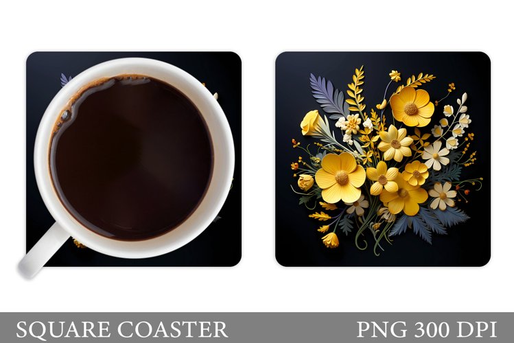 3D Flowers Coaster Design. Flowers Coaster Sublimation example image 1