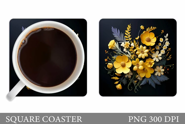 3D Flowers Coaster Design. Flowers Coaster Sublimation