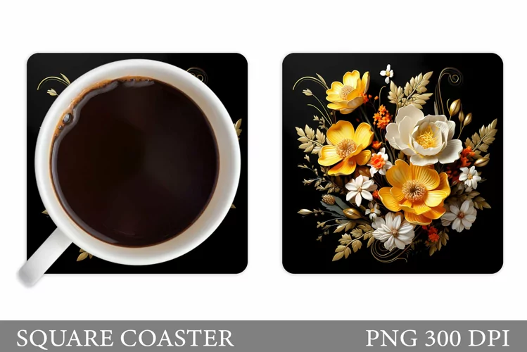 3D Flowers Coaster Design. Flowers Coaster Sublimation