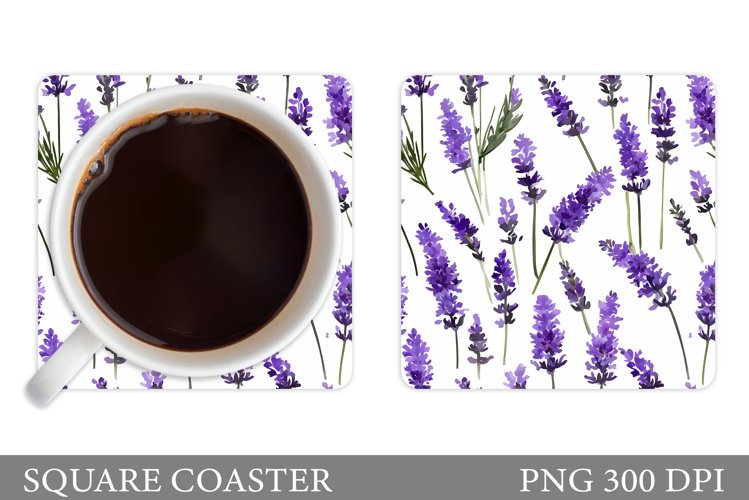 Flowers Coaster Design. Lavender Coaster Sublimation example image 1