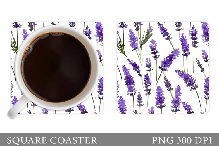 Flowers Coaster Design. Lavender Coaster Sublimation