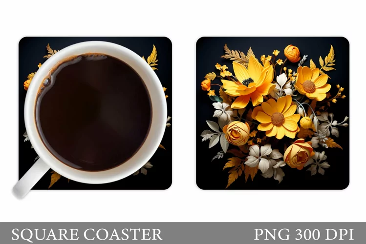 Flowers Coaster Design. 3D Flowers Coaster Sublimation