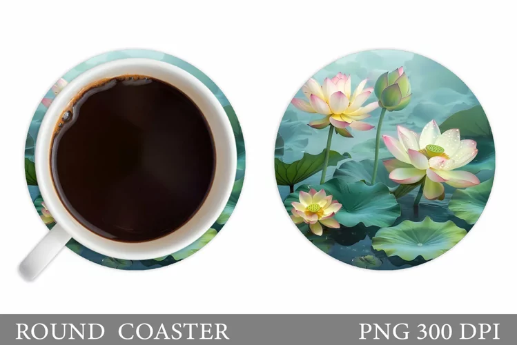 Lotus Round Coaster. Lotus Coaster Sublimation