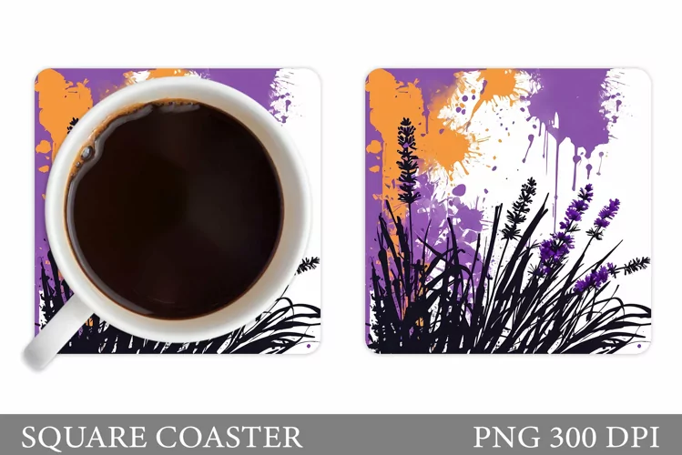 Flowers Coaster Design. Lavender Coaster Sublimation