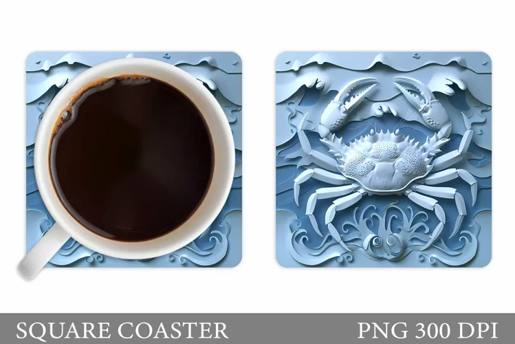 Crab Coaster Design. Sea Coaster Sublimation