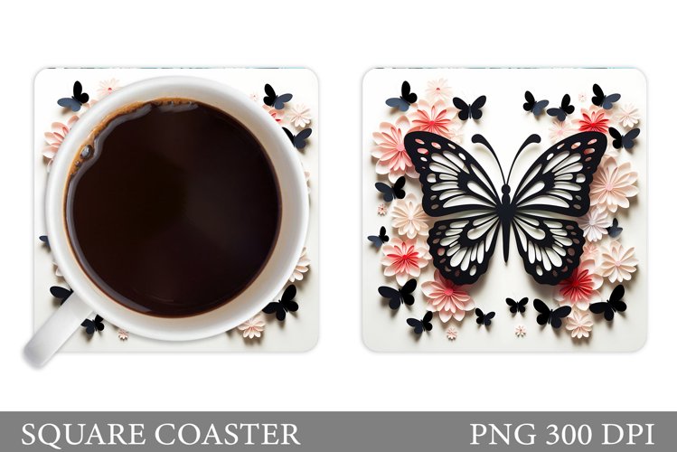 Butterfly Coaster Design. Butterfly Sublimation example image 1