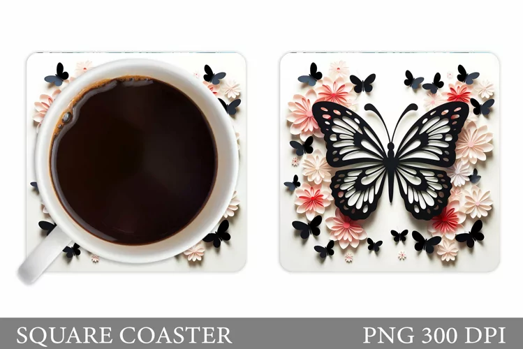 Butterfly Coaster Design. Butterfly Sublimation