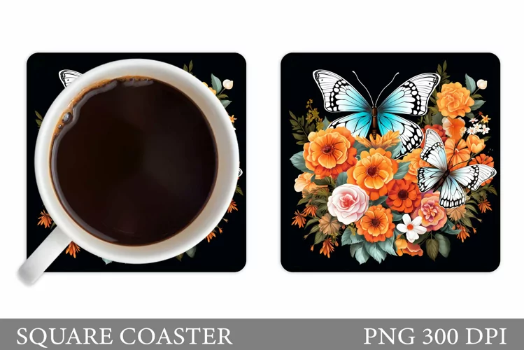 Butterfly Coaster Design. Butterfly Sublimation