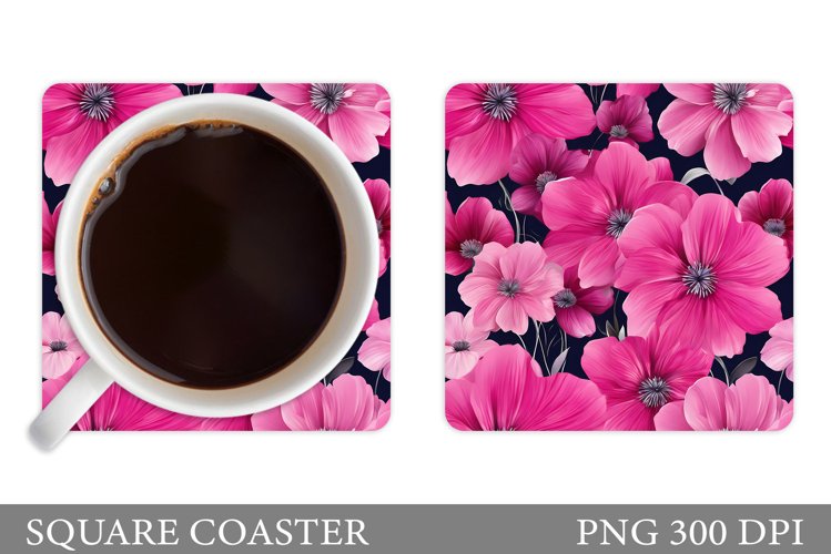 Flowers Coaster Sublimation. Wildflowers Coaster Design