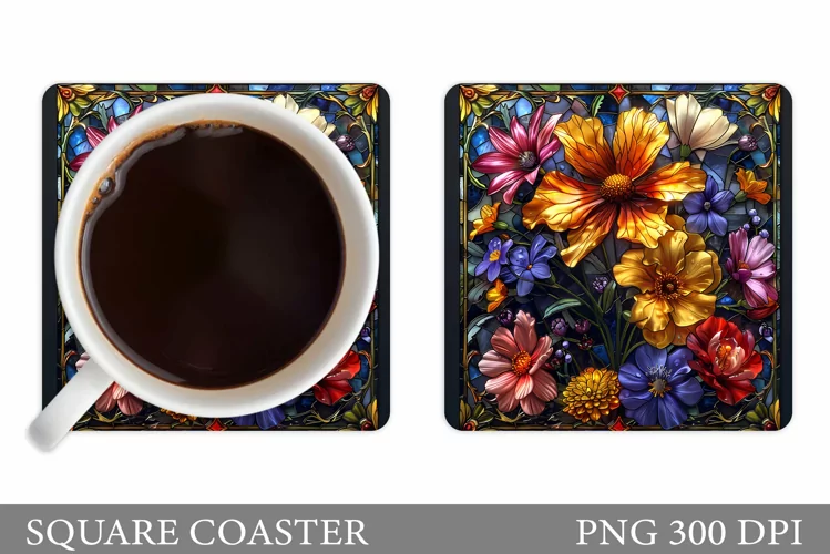 3D Flowers Coaster Design. Flowers Coaster Sublimation