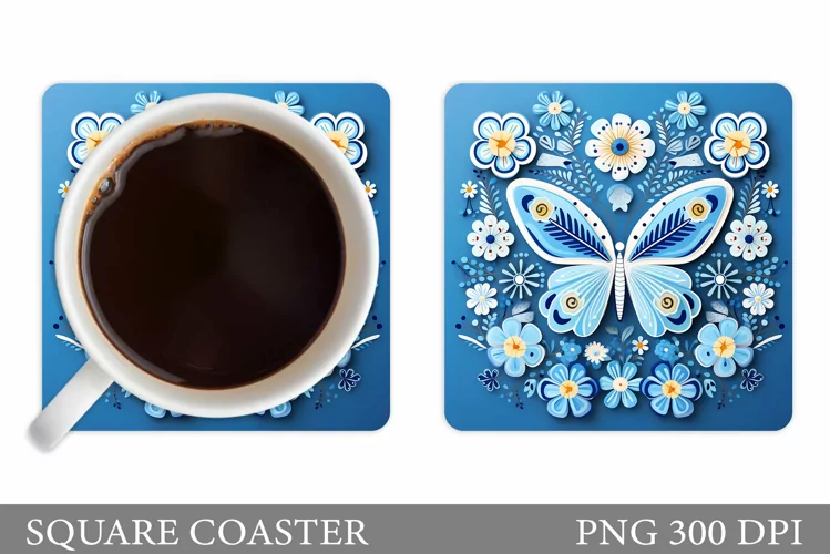 Butterflies Coaster Sublimation. Butterfly Coaster Design