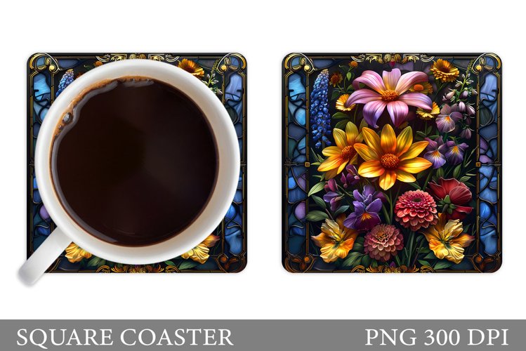 Floral Coaster Design. Flowers Coaster Sublimation example image 1
