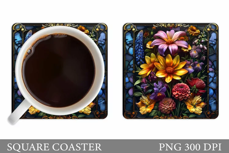 Floral Coaster Design. Flowers Coaster Sublimation