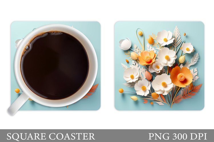 3D Flowers Coaster Design. Flowers Coaster Sublimation example image 1