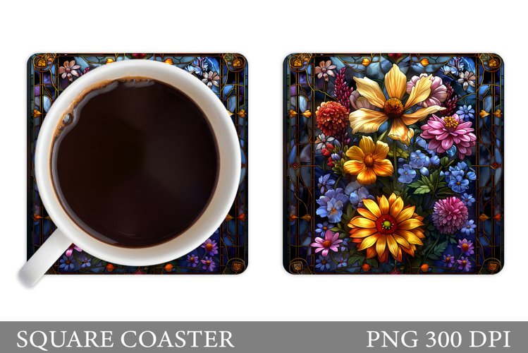 Flowers Coaster Design. Flowers Square Coaster Sublimation example image 1