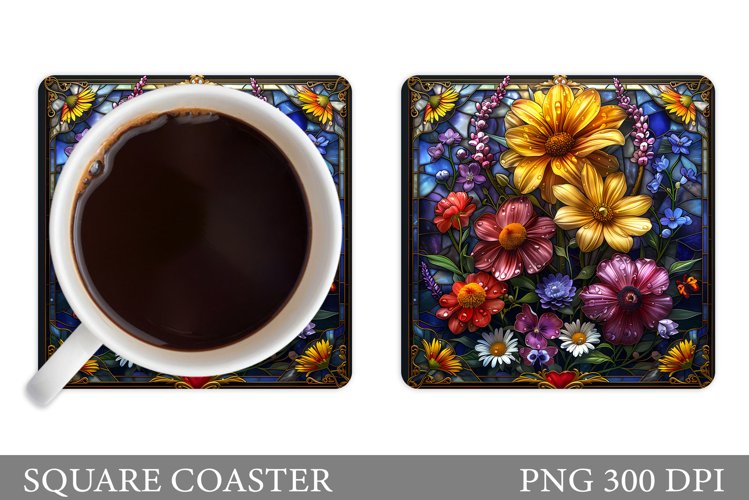Floral Coaster Design. Flowers Coaster Sublimation
