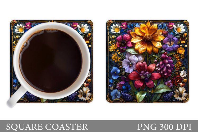 Flowers Coaster Sublimation. Floral Coaster Design
