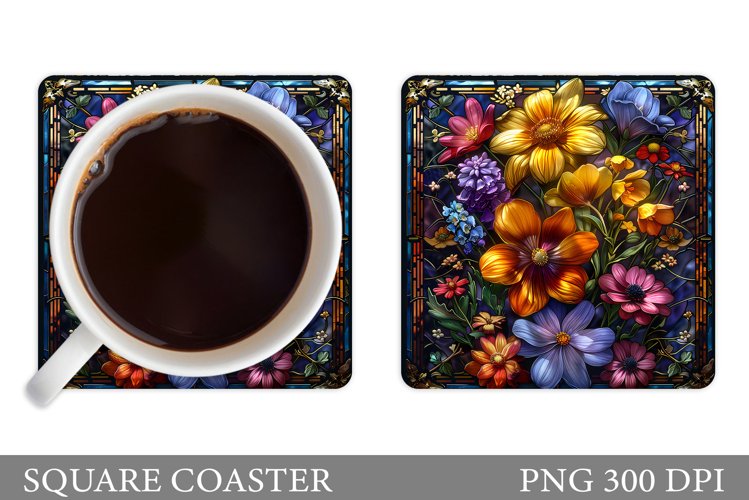 Flowers Coaster Design. Flowers Coaster Sublimation example image 1